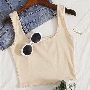 Shein lettuce edge rib knit tank top